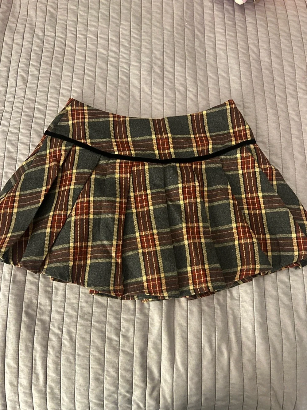 Cider Pleated Plaid Mini Skirt - Size Small